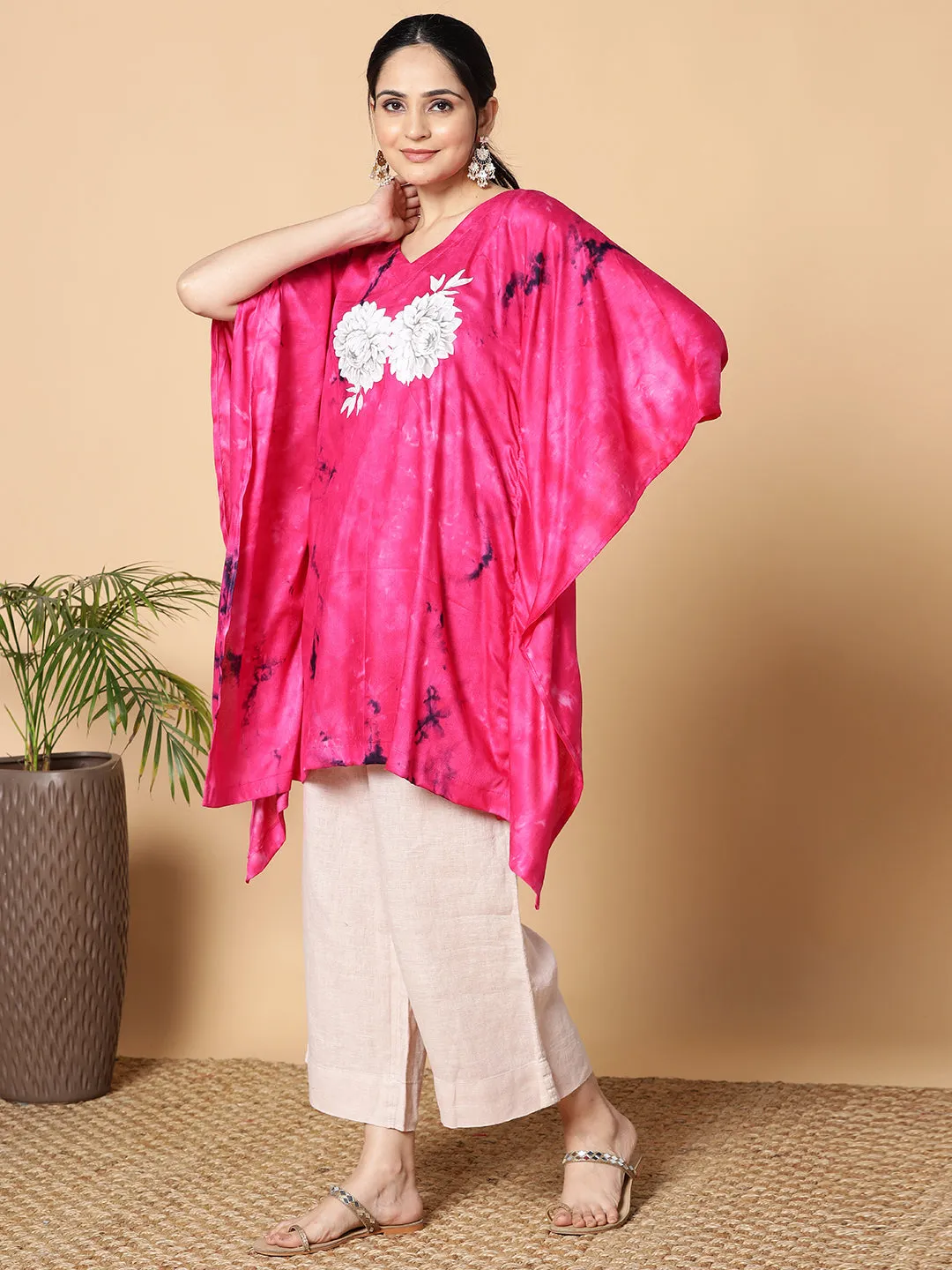 Magenta Rayon TieDyeKurta - MagentaMystique