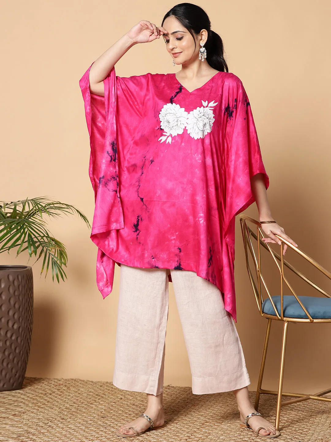 Magenta Rayon TieDyeKurta - MagentaMystique