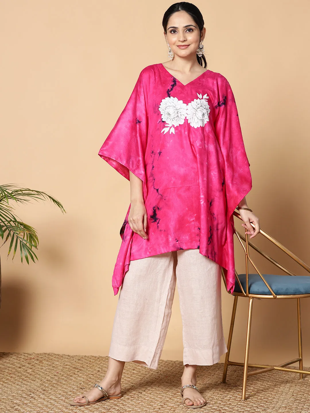 Magenta Rayon TieDyeKurta - MagentaMystique