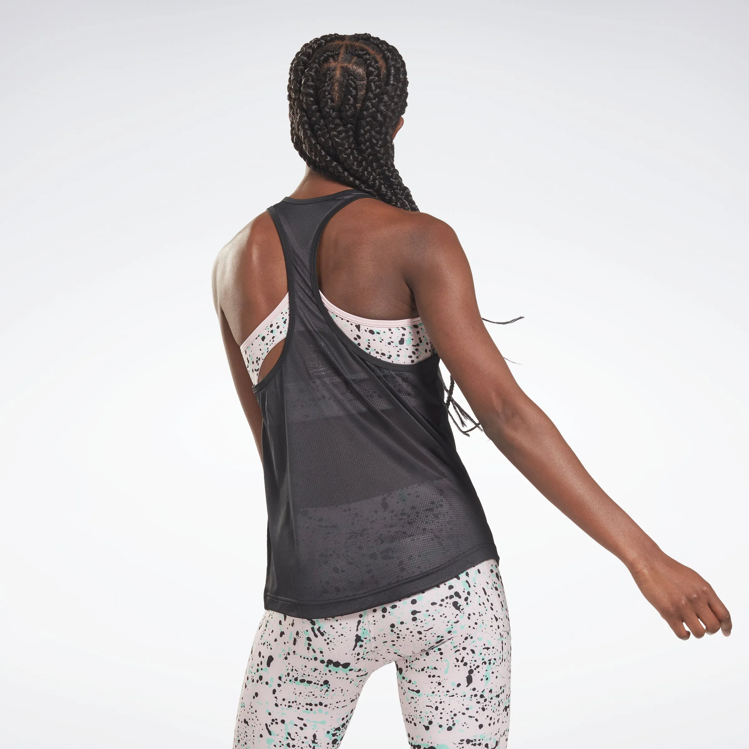 Mesh Back Tank Top Night Black