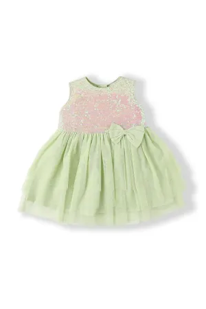 Nauti Nati Baby-Girl's Polyester A-Line Knee-Length Casual Dress (NNNGTW060066_Green