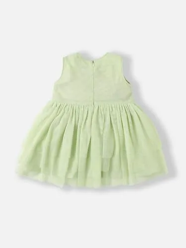 Nauti Nati Baby-Girl's Polyester A-Line Knee-Length Casual Dress (NNNGTW060066_Green