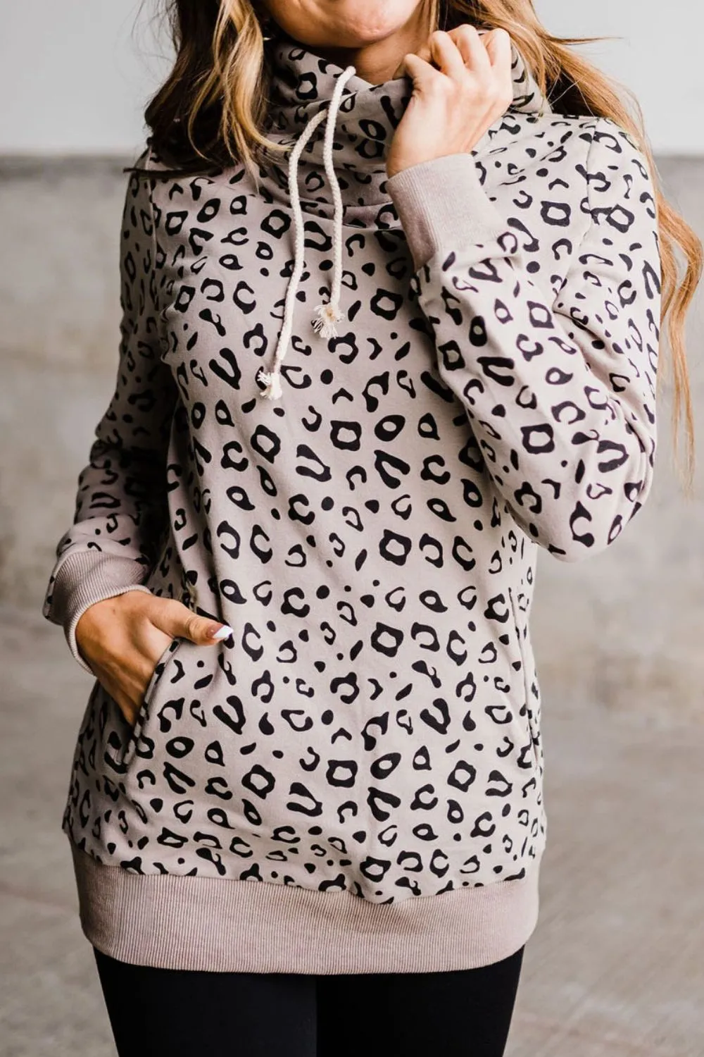 Nsquared Leopard Print Long Sleeve Hoodie