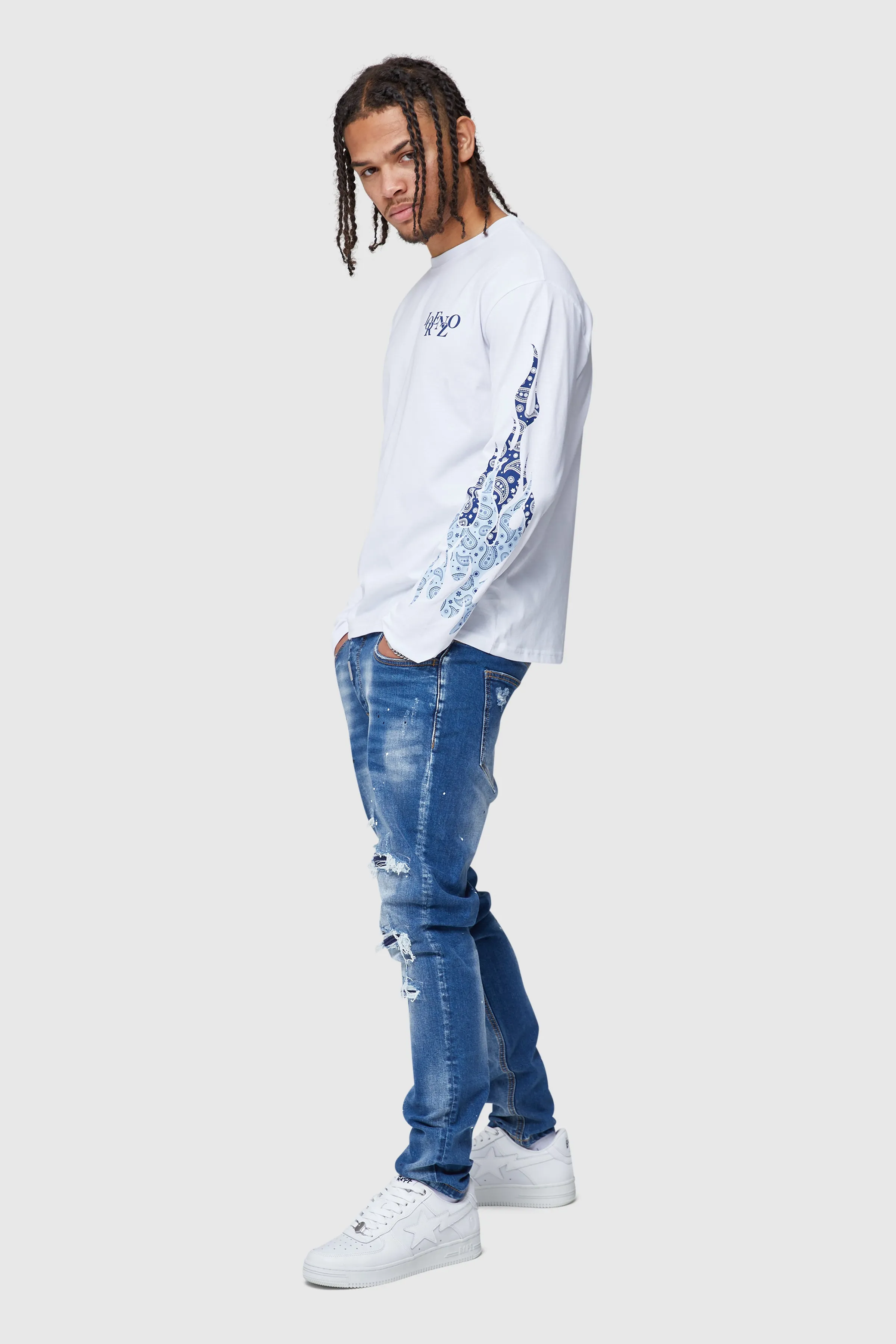 PAISLEY FLAME TEE - WHITE