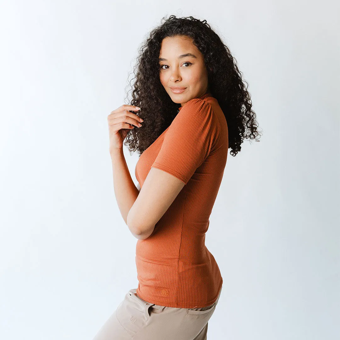 Puff Sleeve Tee, Rust