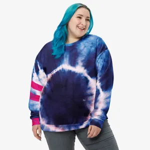 Recycled Printed Sweatshirt "Tie Dye Stripe" Blue/Magenta