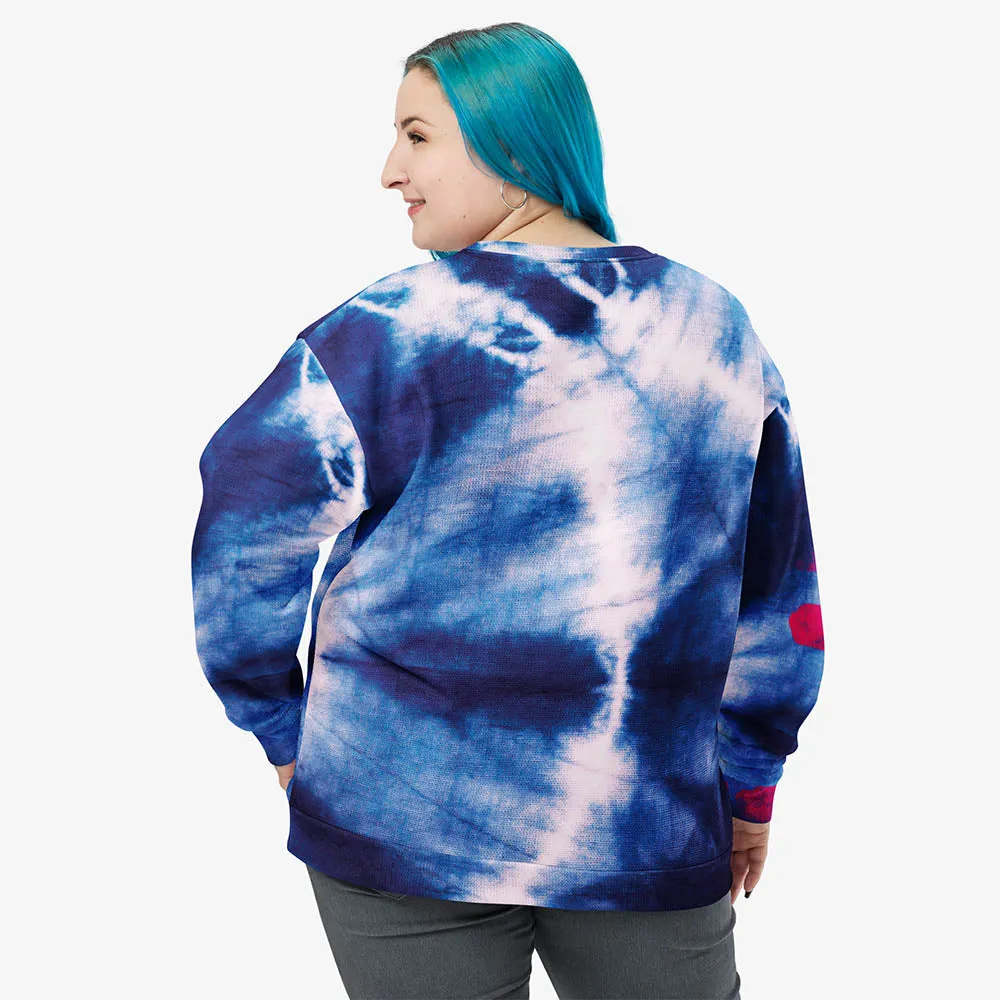 Recycled Printed Sweatshirt "Tie Dye Stripe" Blue/Magenta