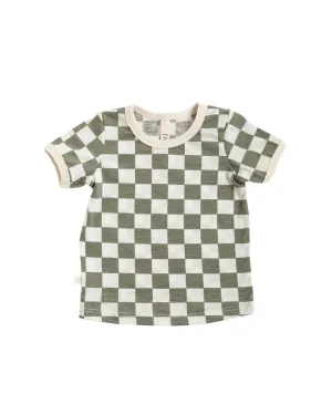 ringer tee CO  - vetiver checkerboard