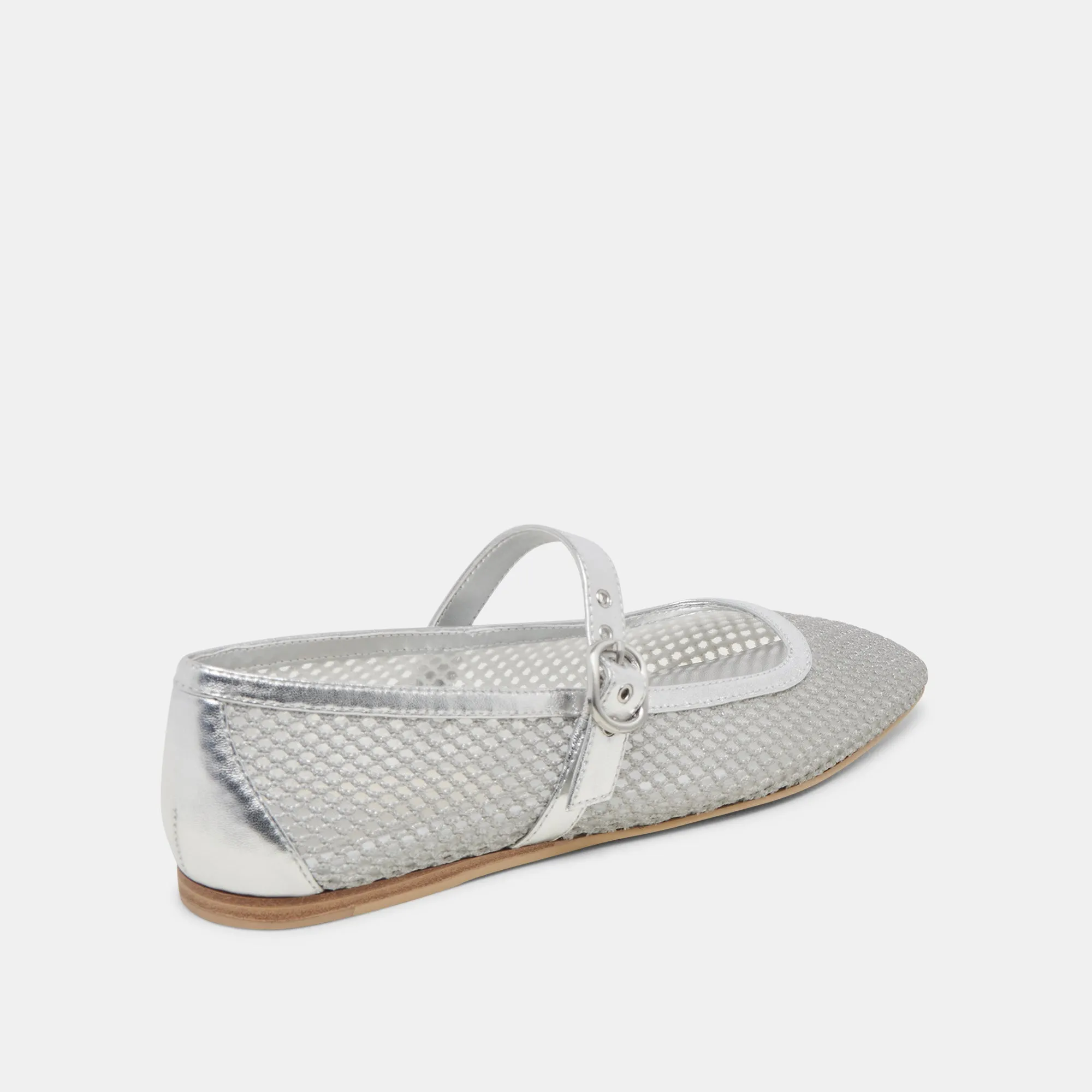 RODNI MESH BALLET FLATS SILVER WOVEN MESH