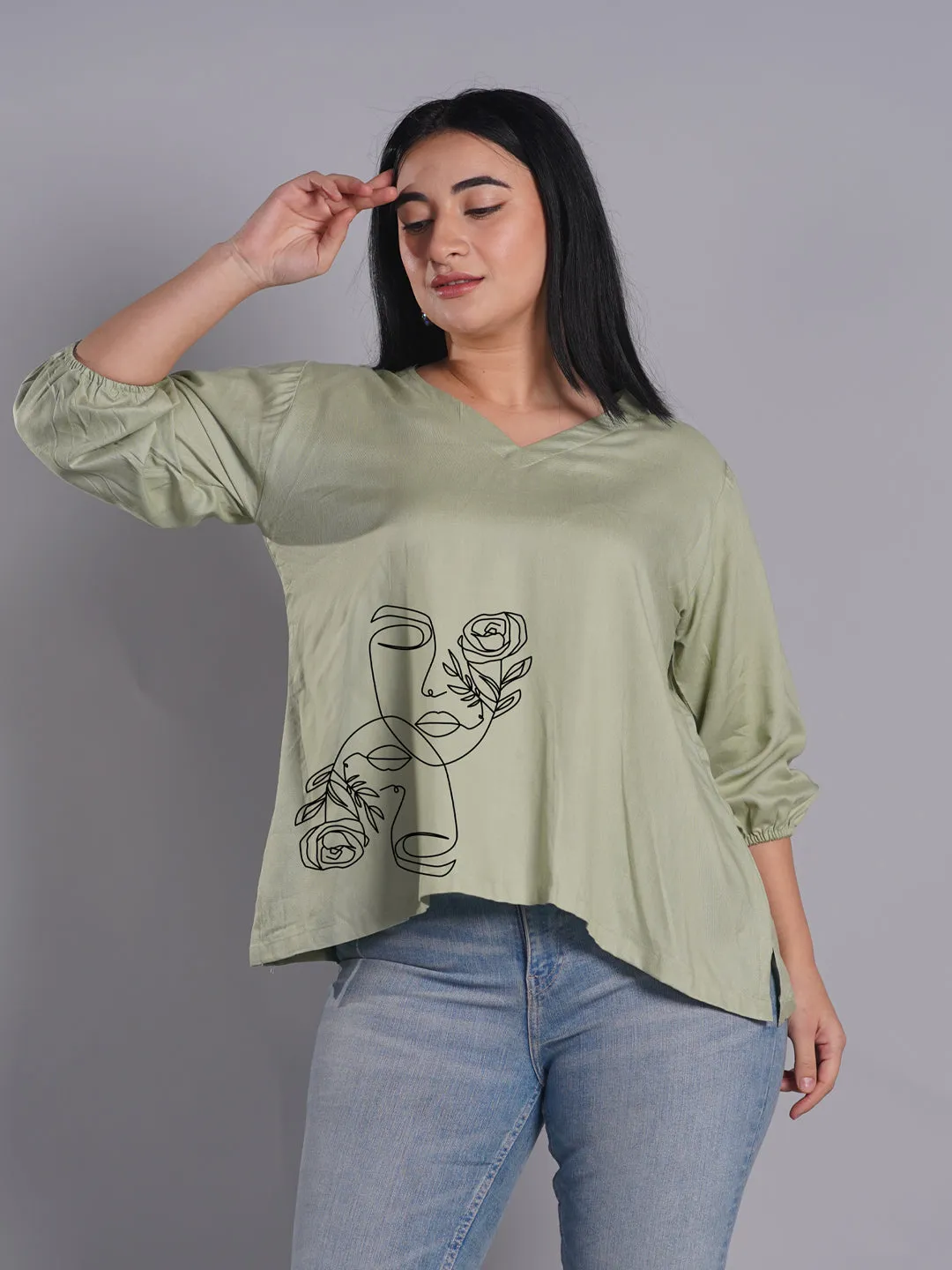 Sagegreen Rayon Top - Liara