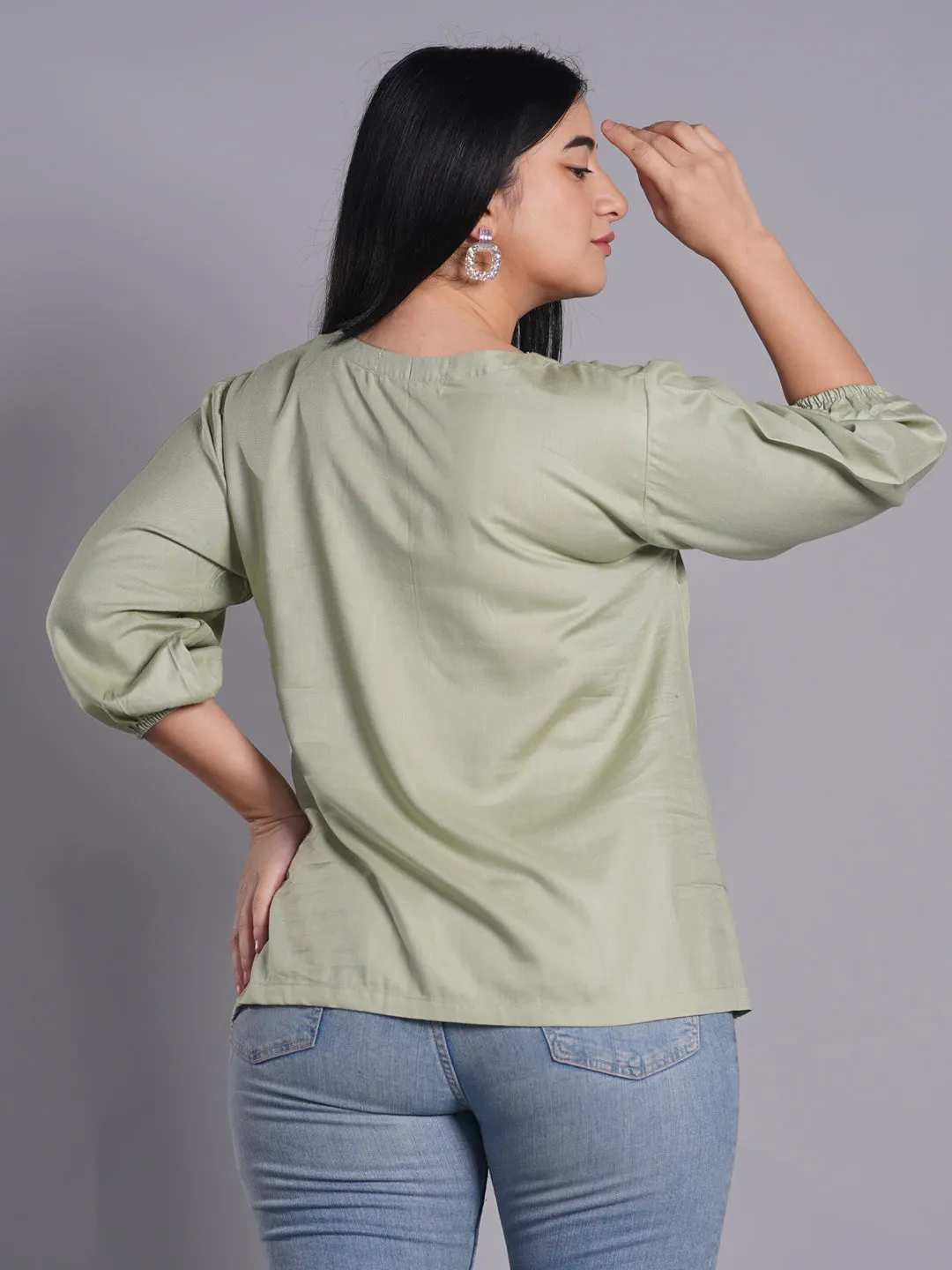 Sagegreen Rayon Top - Liara