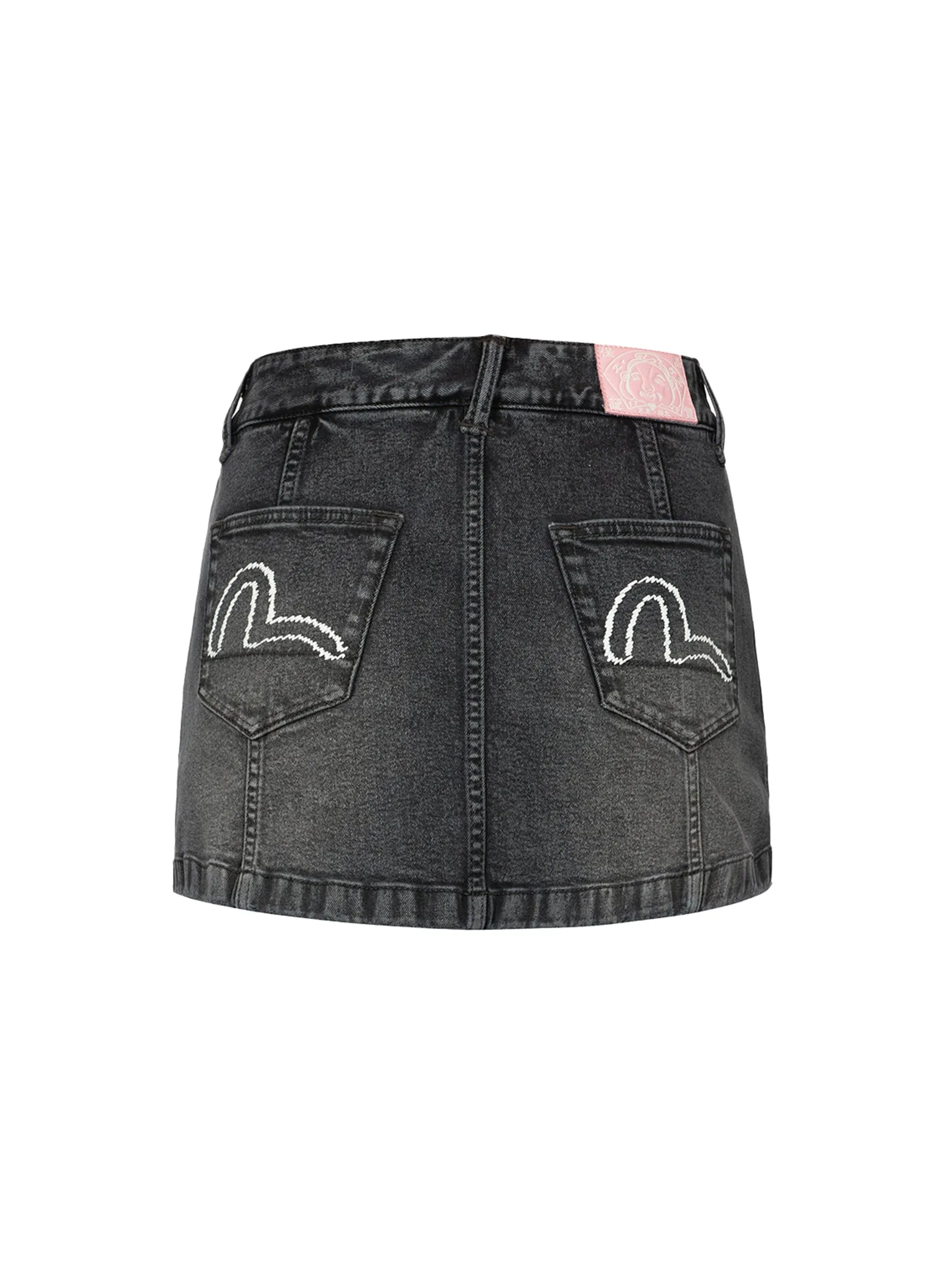 Seagull Embroidery Washed Fashion Fit Denim Skort