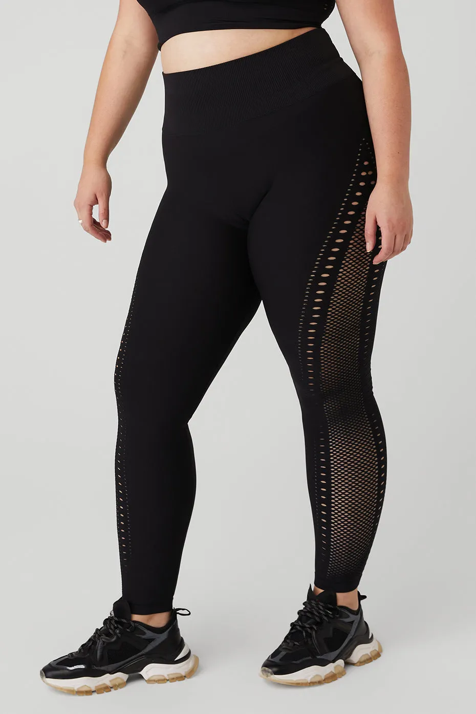 Seamless High-Waist 7/8 Open Air Legging - Black