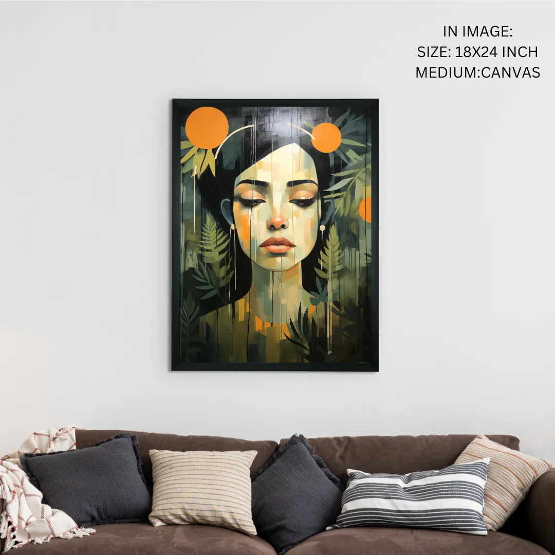 Solitude in Blooms: Sowpeace Handcrafted Canvas Art – Premium Indian-Inspired Print for Elegant and Tranquil Home Decor