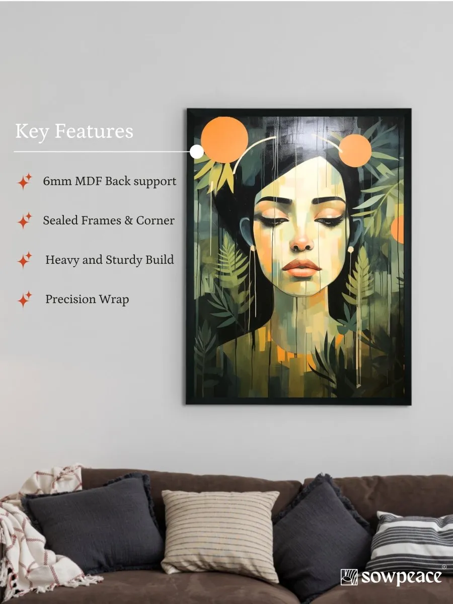 Solitude in Blooms: Sowpeace Handcrafted Canvas Art – Premium Indian-Inspired Print for Elegant and Tranquil Home Decor