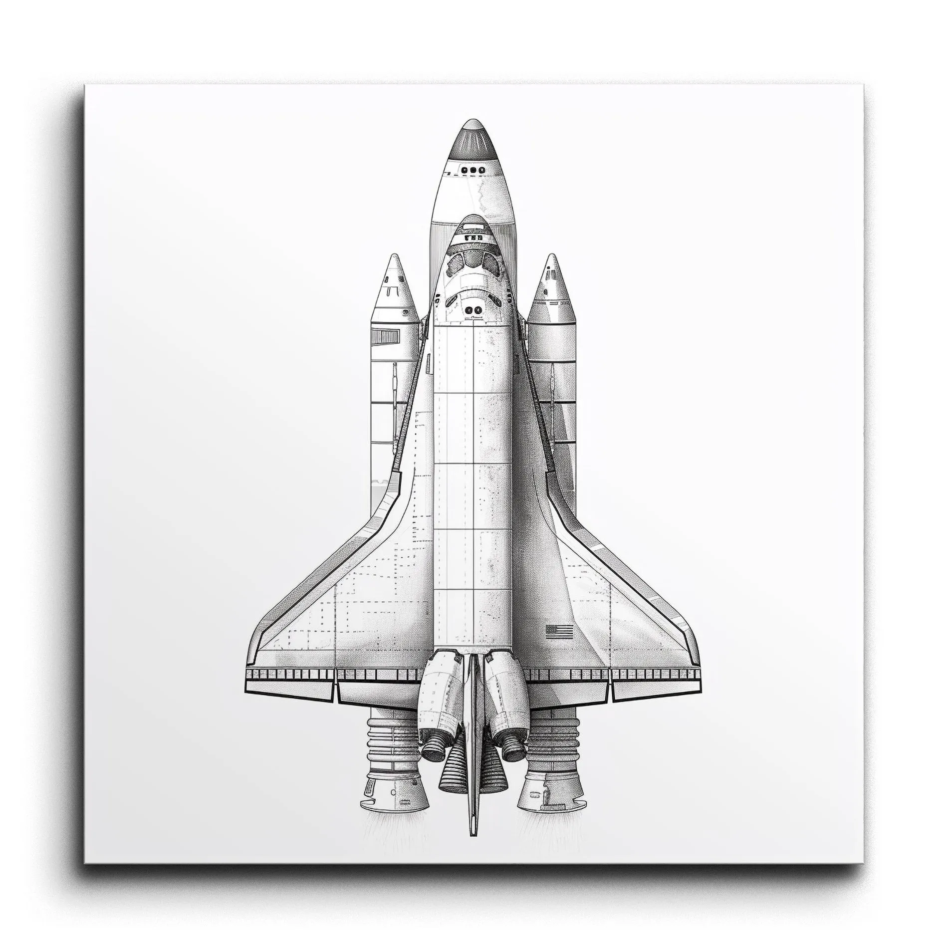 Space Shuttle Blueprint Art: Monochrome Masterpiece