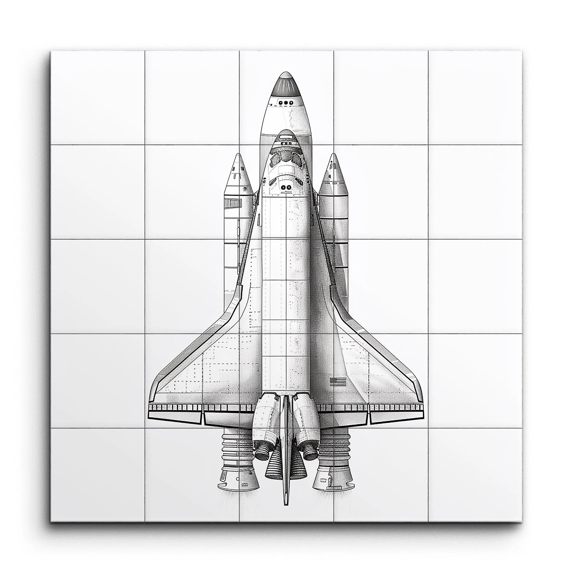 Space Shuttle Blueprint Art: Monochrome Masterpiece