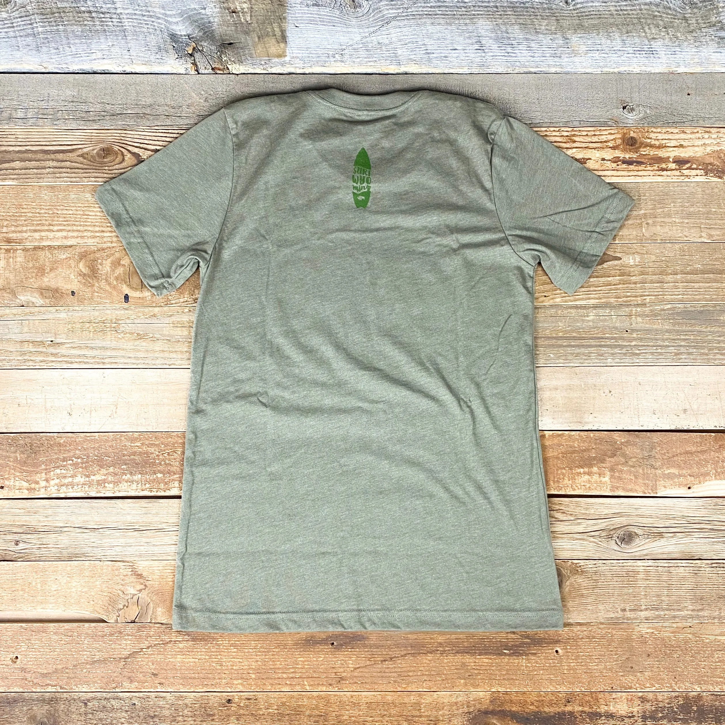 Unisex Surf Wyoming® Gee'ode Logo Bison Tee - Heather Olive