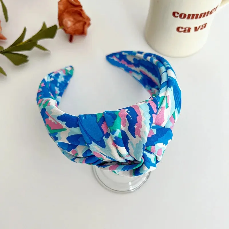 Women's Bright Colored Wide Tiedye Knot Decor Headband