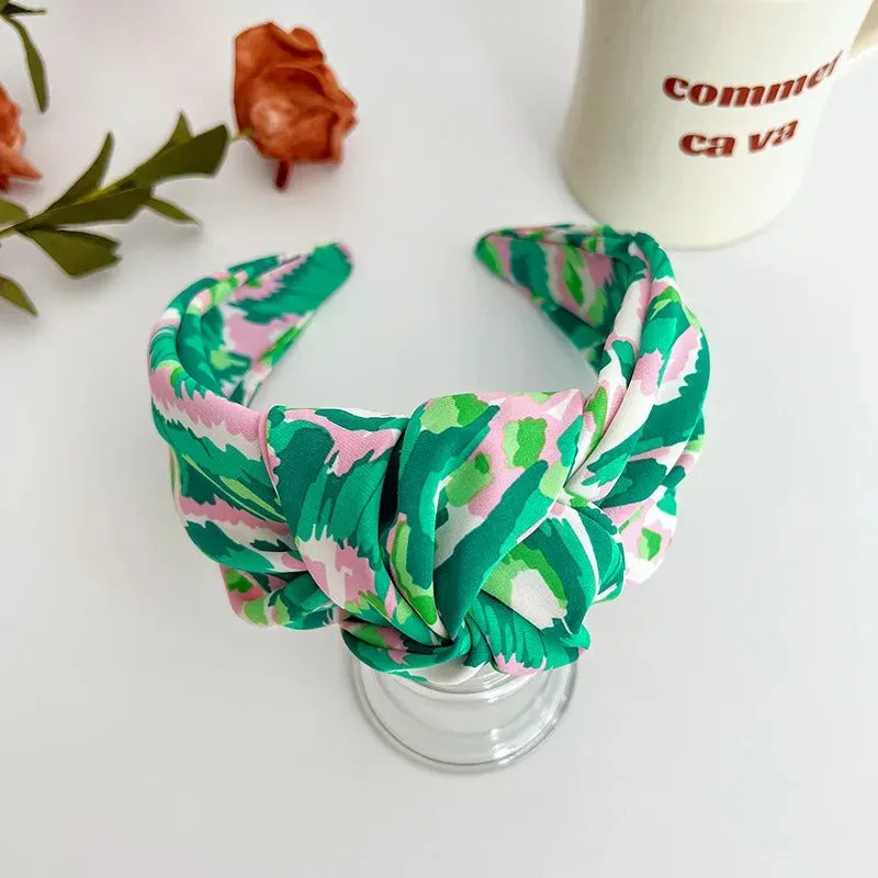 Women's Bright Colored Wide Tiedye Knot Decor Headband