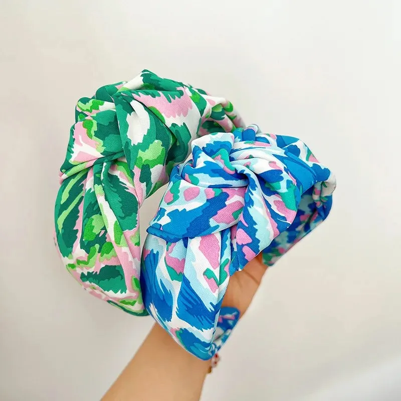 Women's Bright Colored Wide Tiedye Knot Decor Headband